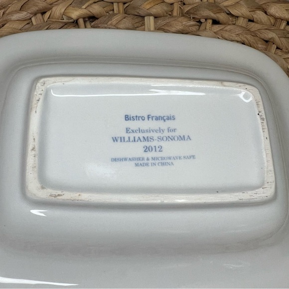 WILLIAMS SONOMA BISTRO FRANCAIS CONFITURE JAM & BUTTER DISH 2012 FRENCH WRITING - Picture 12 of 12